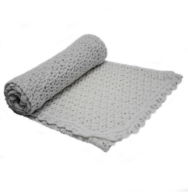 Плед PLE-06 Ажурный ХЛОПОК серый