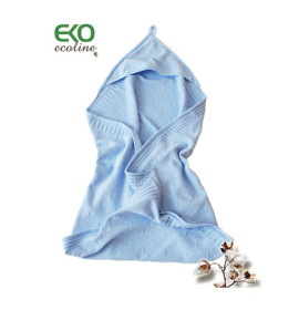 Плед PLE-11 "Уголок" ХЛОПОК голубой