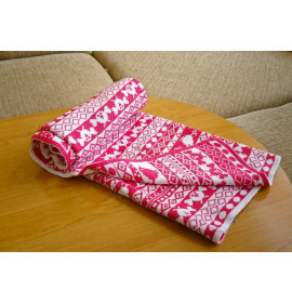 Плед PLE-21 "Цыплята"  малиновый/белый